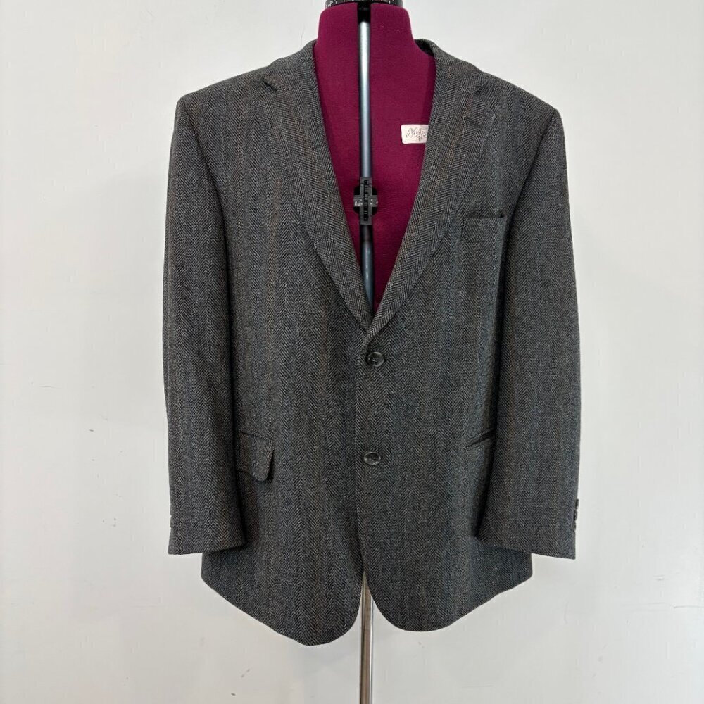Vintage Moore Tweed Gray Wool Blazer Sports Casual CoatβHerringbone Print